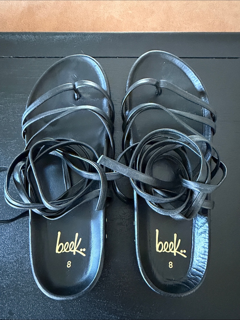 Beek Black Lace-Up Kids Sandals
